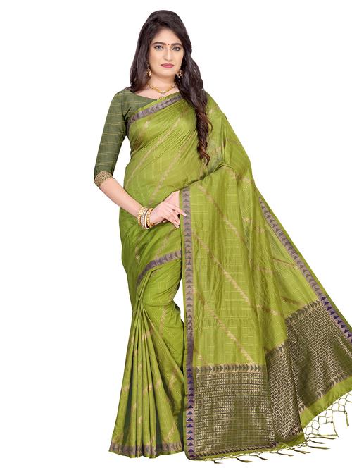 checkered banarasi saree with blouse - 16710688 - Very Small Image - 1