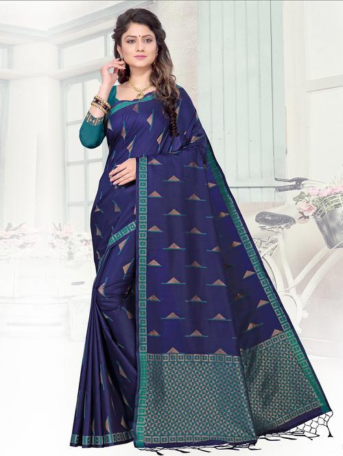 geometrical banarasi saree with blouse - 16710691 - Very Small Image - 1
