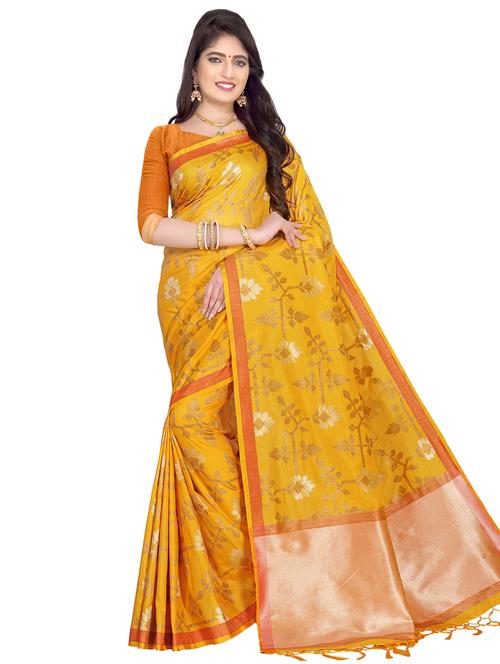 floral banarasi saree with blouse - 16710693 - Very Small Image - 1