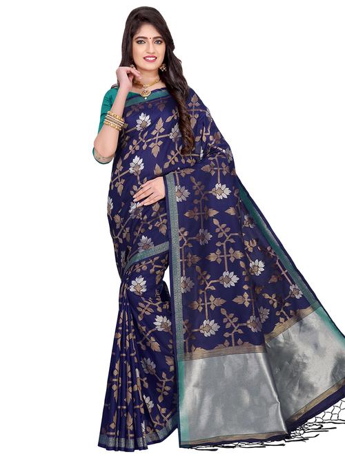floral banarasi saree with blouse - 16710694 - Very Small Image - 1