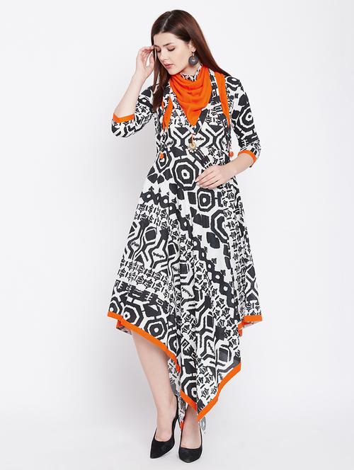 ikat print asymmetrical ethnic dress - 16710702 - Very Small Image - 1