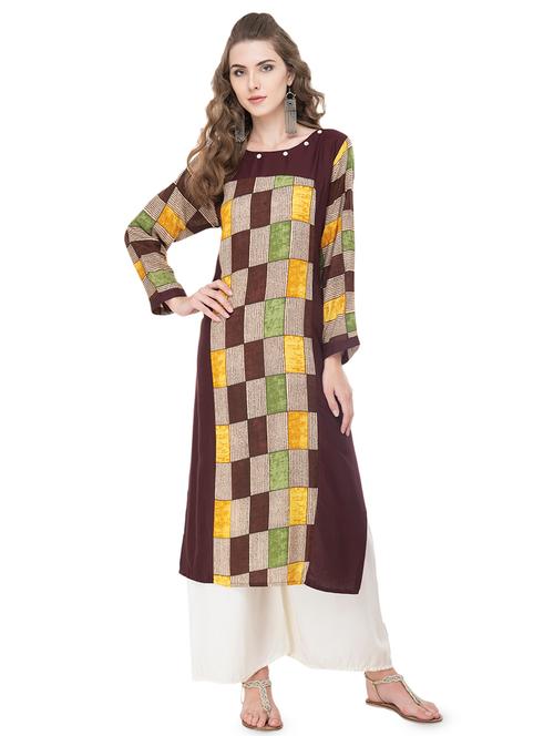 check print straight kurta - 16710720 - Very Small Image - 1