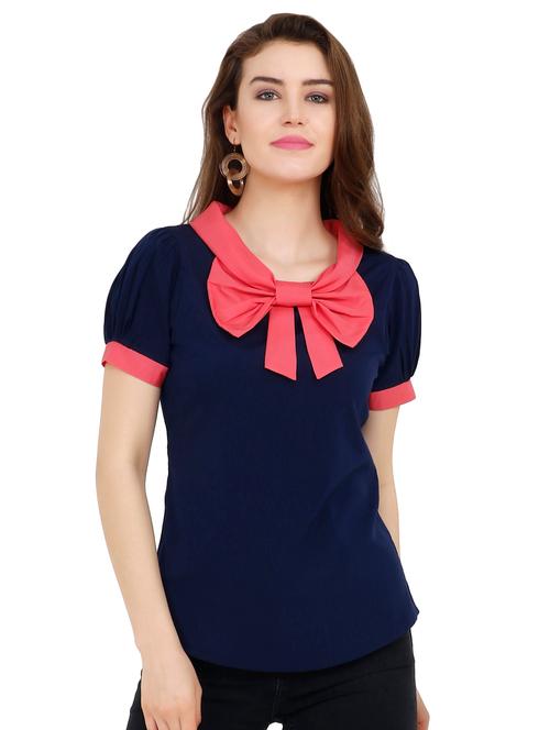 women's straight round neck top - 16711040 - Very Small Image - 1