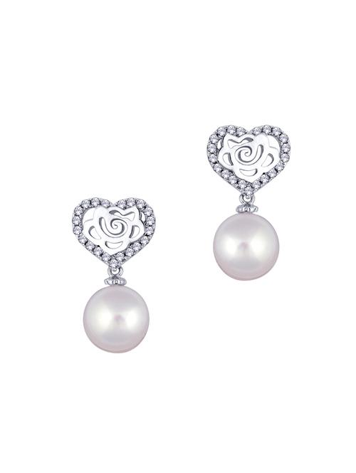 white silver tone drop earring - 16711471 - Very Small Image - 1