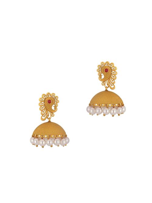gold tone jhumka earring - 16711474 - Very Small Image - 1