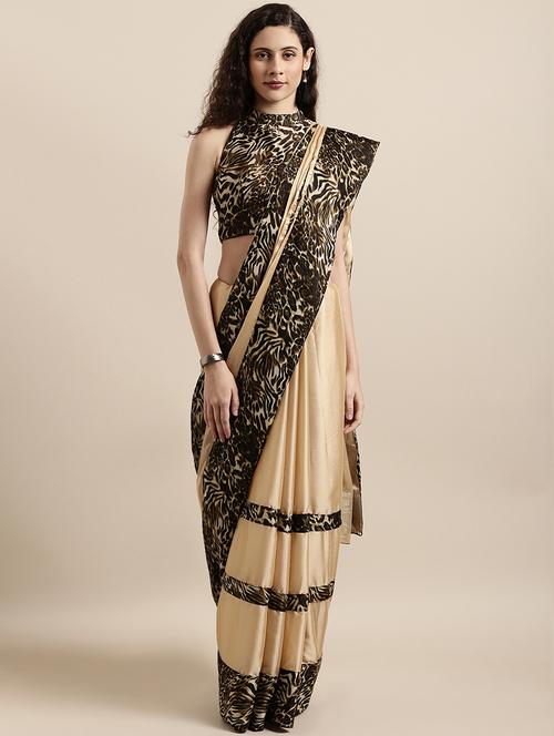 solid bordered saree with blouse - 16711661 - Very Small Image - 1
