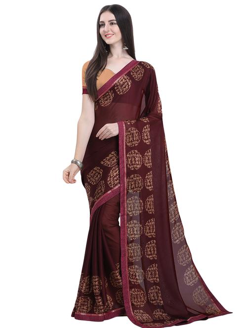 lace detailed printed saree with blouse - 16711722 - Very Small Image - 1