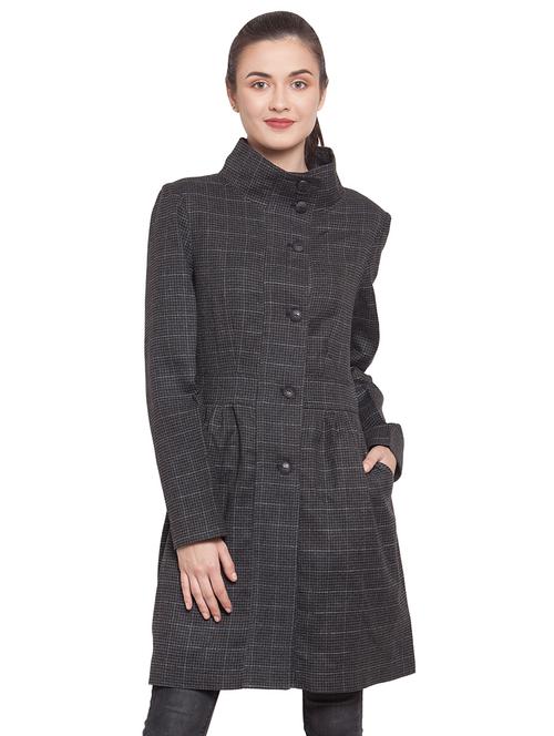 mandarin neck pleat detail trench/overcoat coat - 16711885 - Very Small Image - 1
