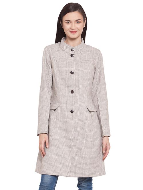mandarin neck solid trench/overcoat coat - 16711889 - Very Small Image - 1