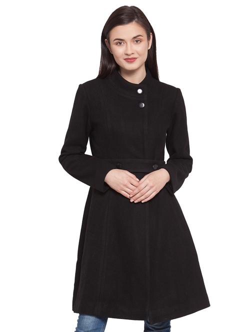 mandarin neck belted trench/overcoat coat - 16711901 - Very Small Image - 1