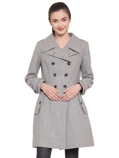 lapel neck trench/overcoat coat - 16711910 - Very Small Image - 1