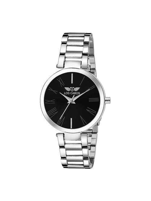 los cabos 1012 black dial & silver chain watches for girls analog watch - 16711938 - Very Small Image - 1