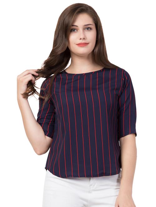 round neck striped top - 16712330 - Very Small Image - 1