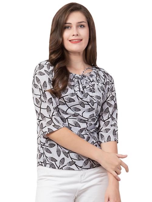 off shoulder leaf print top - 16712337 - Very Small Image - 1