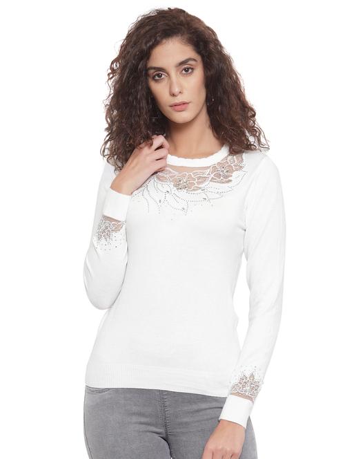 round neck embellished pullover - 16712711 - Very Small Image - 1