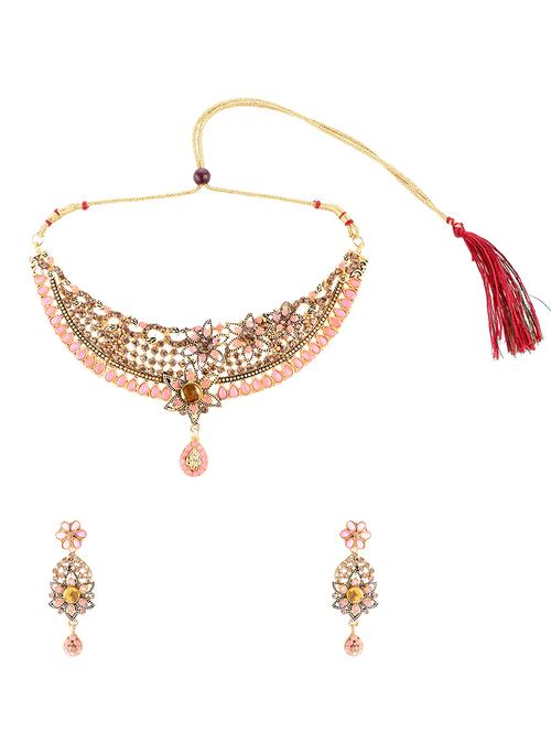 pink brass bridal necklace - 16712879 - Very Small Image - 1