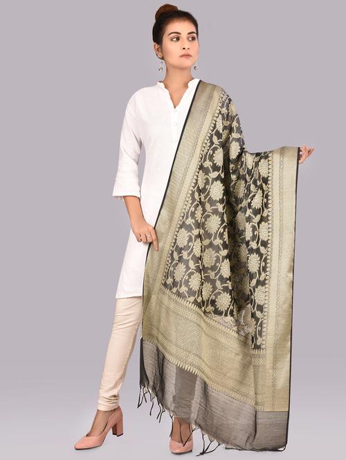 floral chanderi banarasi dupatta - 16712947 - Very Small Image - 1