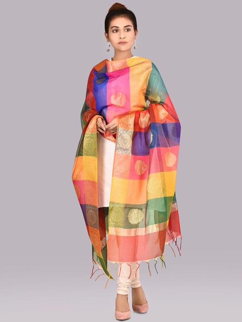 chanderi banarasi dupatta - 16712948 - Very Small Image - 1