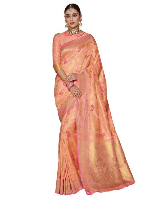 paisley banarasi saree with blouse - 16713596 - Very Small Image - 1
