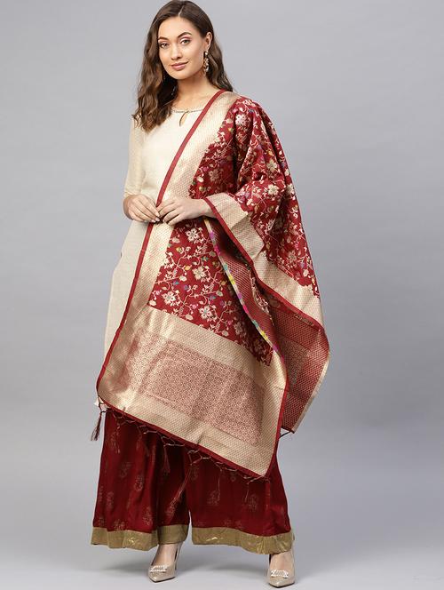 floral banarasi dupatta - 16714081 - Very Small Image - 1