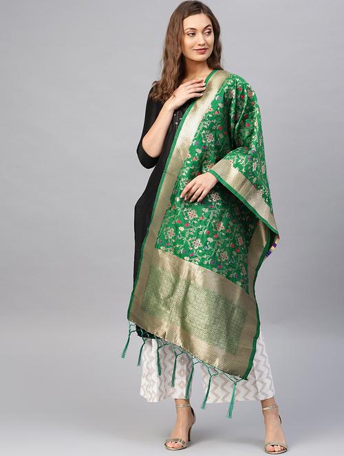 floral banarasi dupatta - 16714082 - Very Small Image - 1