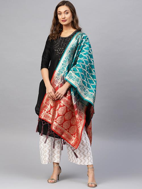floral banarasi dupatta - 16714110 - Very Small Image - 1