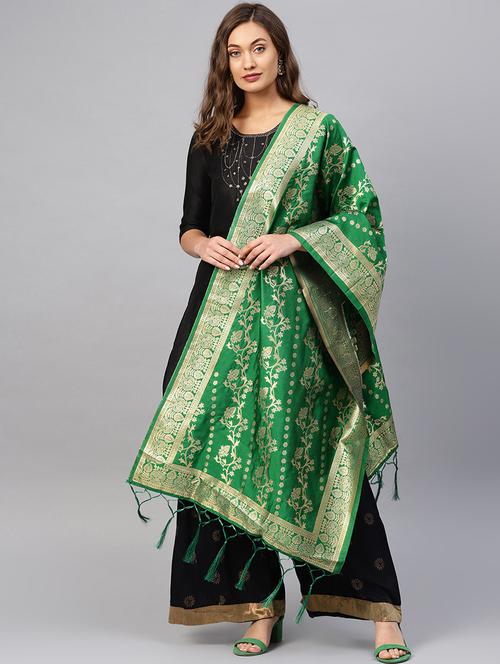 floral banarasi dupatta - 16714115 - Very Small Image - 1