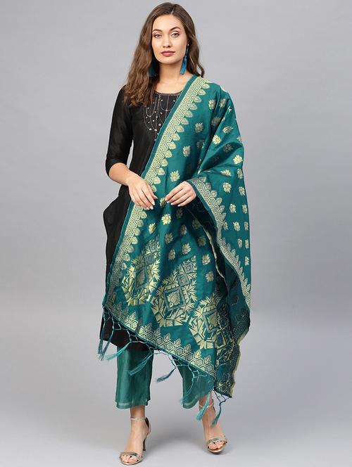 floral banarasi dupatta - 16714132 - Very Small Image - 1