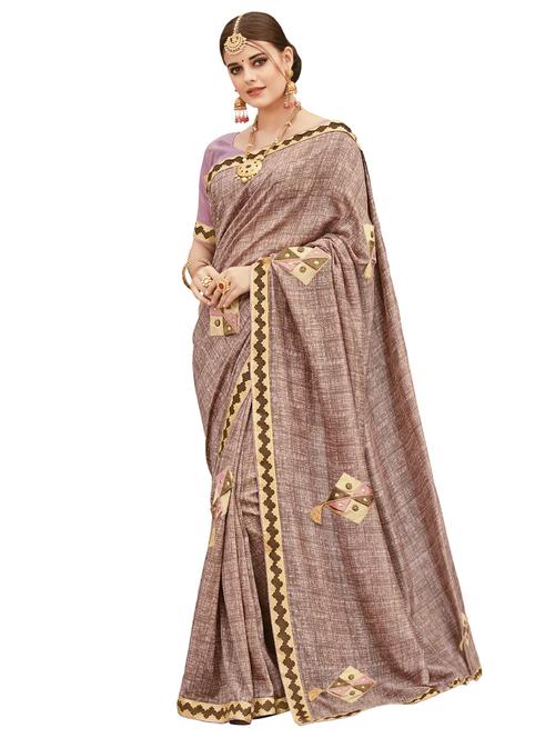 applique bordered saree with blouse - 16714304 - Very Small Image - 1