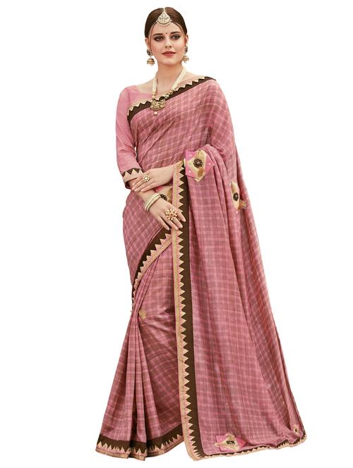 applique bordered saree with blouse - 16714310 - Very Small Image - 1