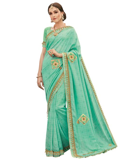applique bordered saree with blouse - 16714314 - Very Small Image - 1