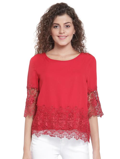 mesh paneled round neck top - 16714387 - Very Small Image - 1