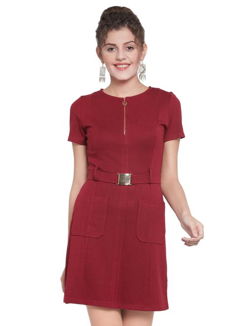 round neck belted a-line dress - 16714404 - Very Small Image - 1
