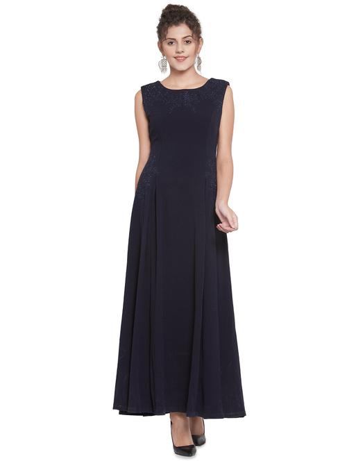 embroidered detail flared maxi dress - 16714408 - Very Small Image - 1