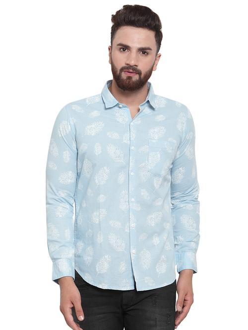 light blue printed casual shirt - 16715216 - Very Small Image - 1