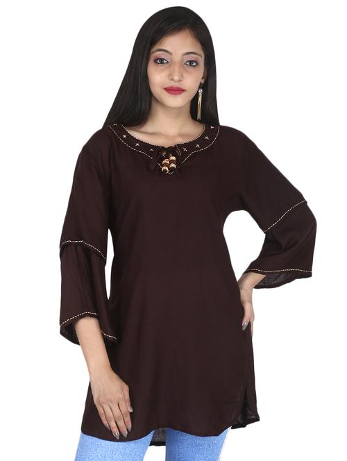 tassel tie up embroidered tunic - 16716235 - Very Small Image - 1