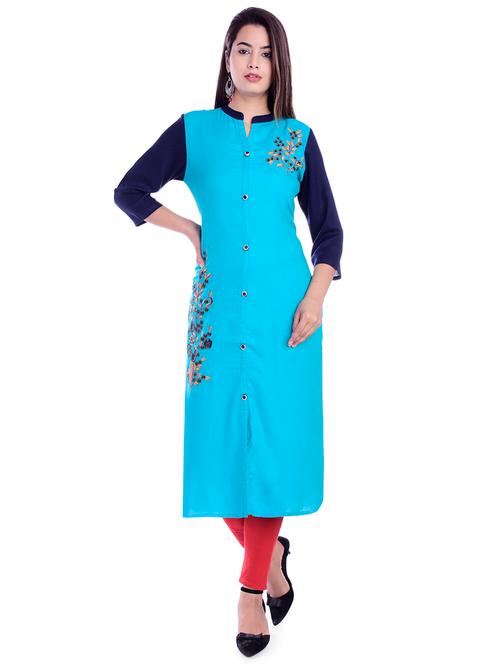 embroidered straight kurta - 16717049 - Very Small Image - 1