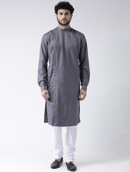 grey jacquard long kurta - 16717083 - Very Small Image - 1