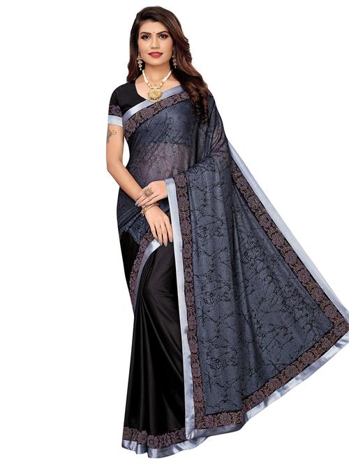 abstract print bordered saree with blouse - 16717232 - Very Small Image - 1