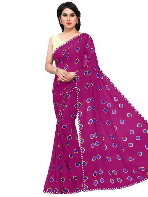 geometric printed saree with blouse - 16717247 - Very Small Image - 1