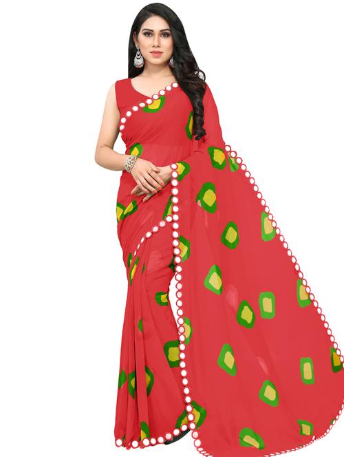 geometric printed saree with blouse - 16717249 - Very Small Image - 1