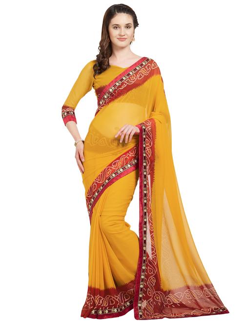 solid bordered saree with blouse - 16717571 - Very Small Image - 1