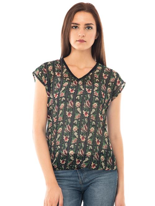 v-neck floral top - 16717620 - Very Small Image - 1