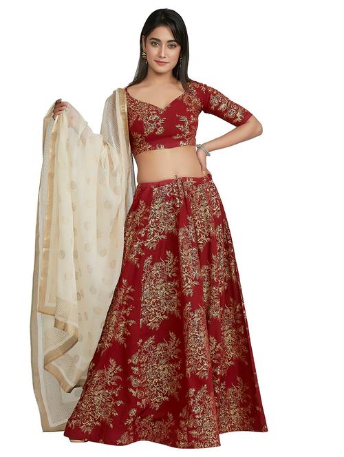 foil printed flared lehenga - 16717630 - Very Small Image - 1