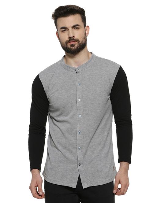 mens color block casual shirt - 16717647 - Very Small Image - 1
