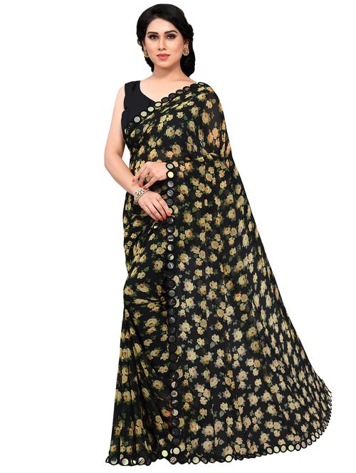 floral printed saree with blouse - 16718019 - Very Small Image - 1