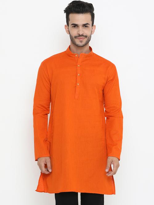orange solid medium kurta - 16718888 - Very Small Image - 1