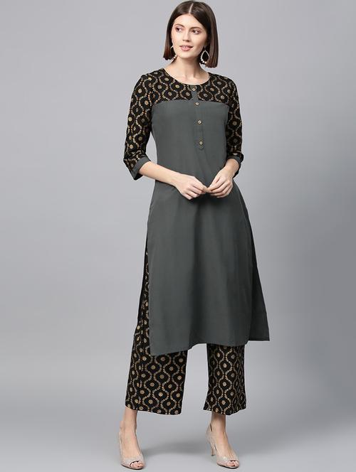 contrast straight kurta - 16719782 - Very Small Image - 1