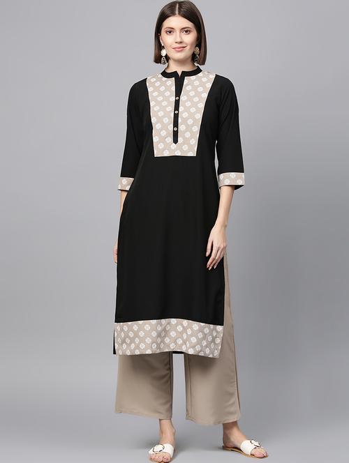 contrast yoke straight kurta - 16719815 - Very Small Image - 1
