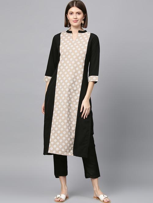 color block straight kurta - 16719817 - Very Small Image - 1
